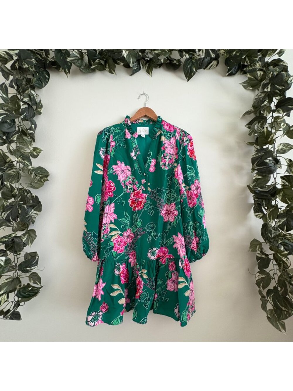Lilly Pulitzer Evaline Long Sleeve Knee Length Silk Dress Floral Women’s Size 0